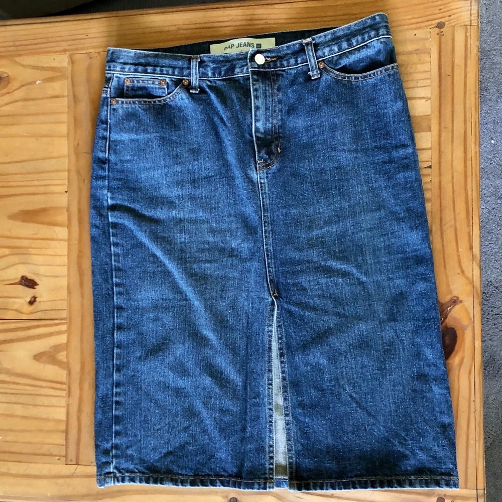 Gap Thick Denim Jean Slit Skirt